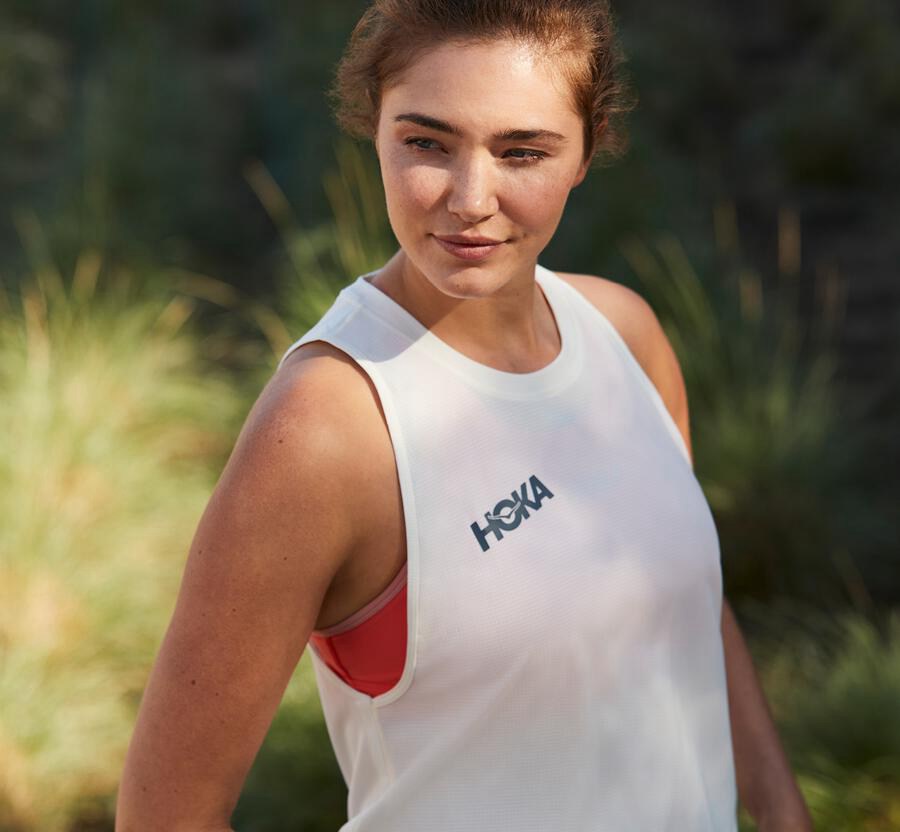 Top Hoka One One Mujer - Performance Utility Tank - Blancas - JGU715394